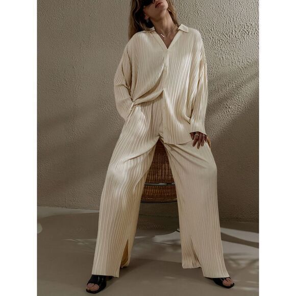 Commense Oversized Leisure Pleat Pockets Two Piece Pants Set size S - Picture 3 of 4